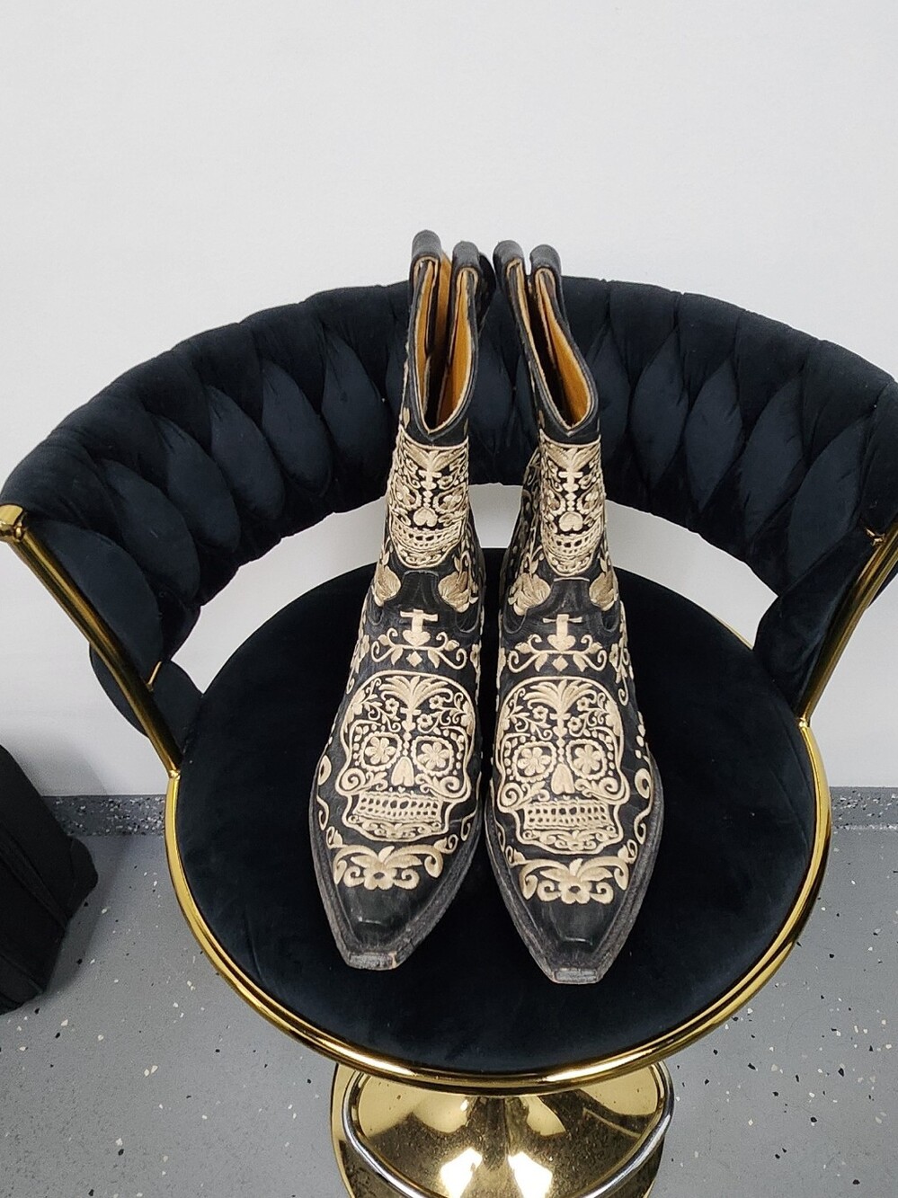 Old Gringo Klak Black Leather Sugar Skull Western Boots Size 8